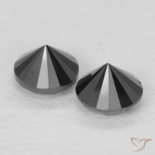 Gemme di Diamante Nero naturale da 0.09 ct, Rotondo, Opaco
