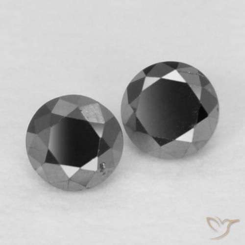 Gemme di Diamante Nero naturale da 0.09 ct, Rotondo, Opaco