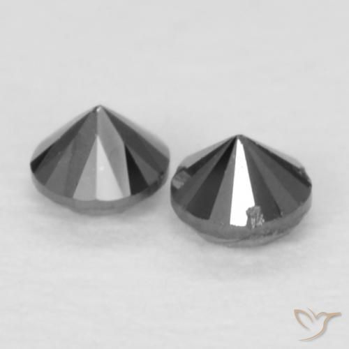 Gemme di Diamante Nero naturale da 0.09 ct, Rotondo, Opaco