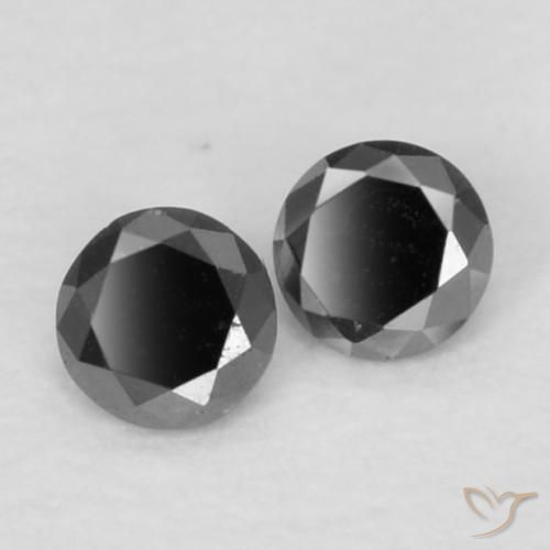 Gemme di Diamante Nero naturale da 0.08 ct, Rotondo, Opaco