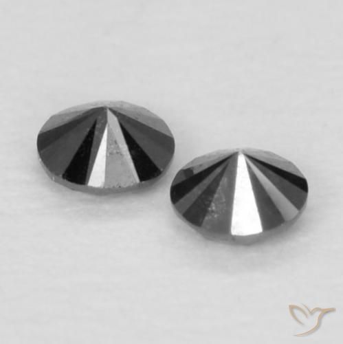Gemme di Diamante Nero naturale da 0.08 ct, Rotondo, Opaco