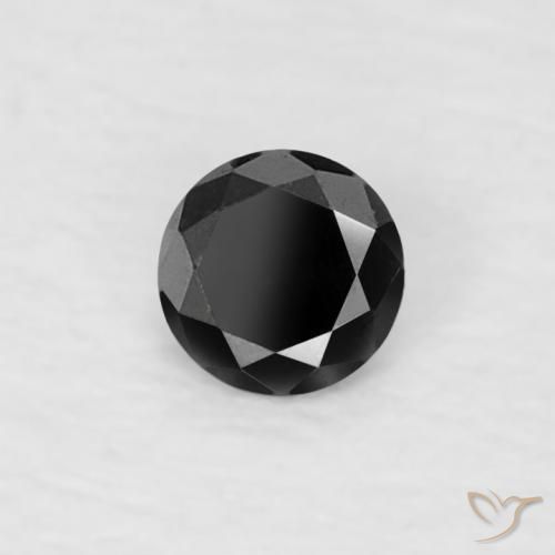 Diamante Nero naturale da 0.07 ct, Rotondo, Opaco