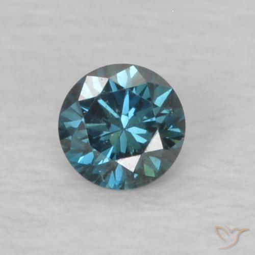 Diamante blu naturale da 0,06 ct, taglio rotondo, VVS