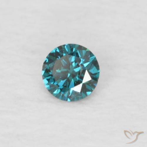 Diamante naturale blu da 0,03 ct, taglio rotondo, VVS-VS