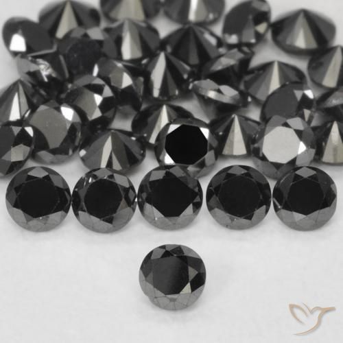 Diamante Nero naturale da 0.05 ct, Rotondo, Opaco