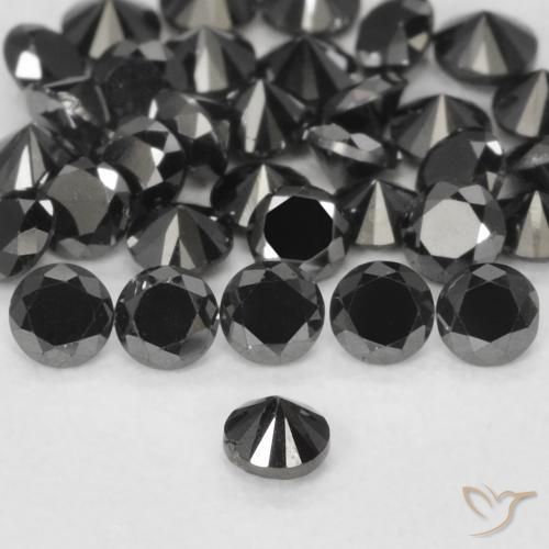 Diamante Nero naturale da 0.05 ct, Rotondo, Opaco