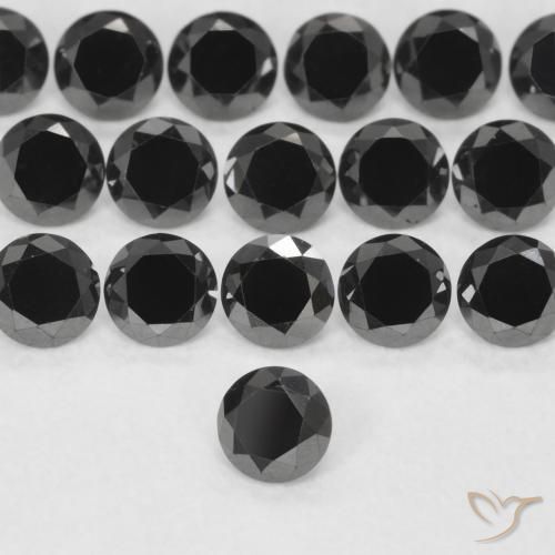 Diamante Nero naturale da 0.14 ct, Rotondo, Opaco