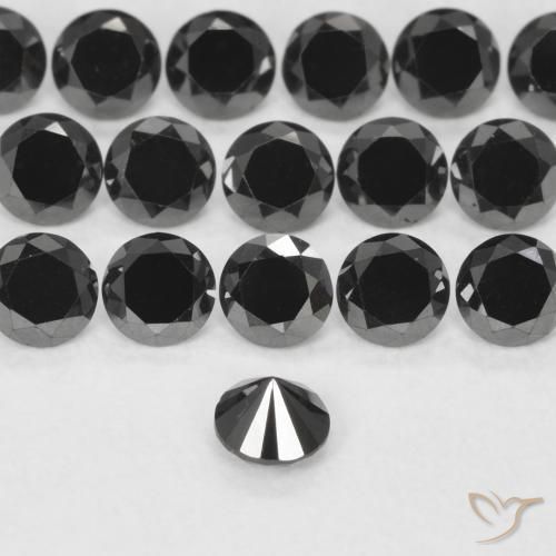 Diamante Nero naturale da 0.14 ct, Rotondo, Opaco
