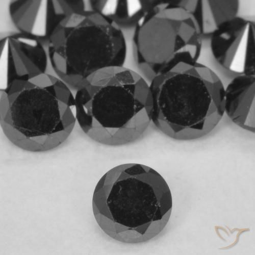 0.11ct Naturale Nero Diamante, Rotondo, Opaco