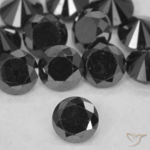 Diamante Nero naturale da 0.11 ct, Rotondo, Opaco