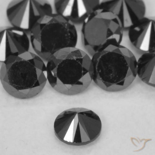 Diamante Nero naturale da 0.11 ct, Rotondo, Opaco