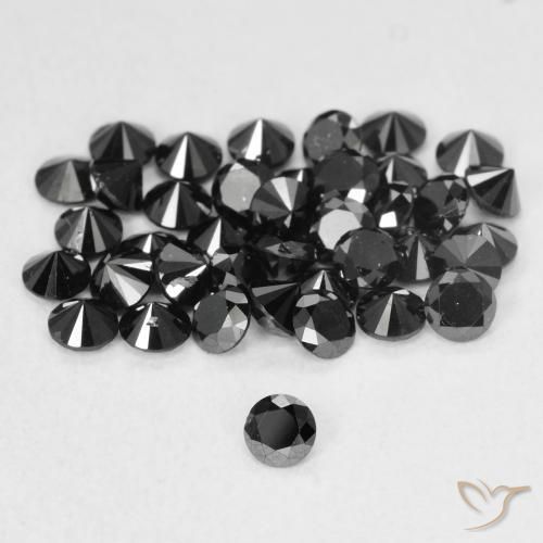 Diamante Nero naturale da 0.07 ct, Rotondo, Opaco