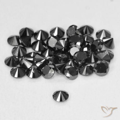 Diamante Nero naturale da 0.07 ct, Rotondo, Opaco