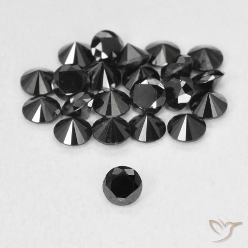0.07ct Naturale Nero Diamante, Rotondo, Opaco