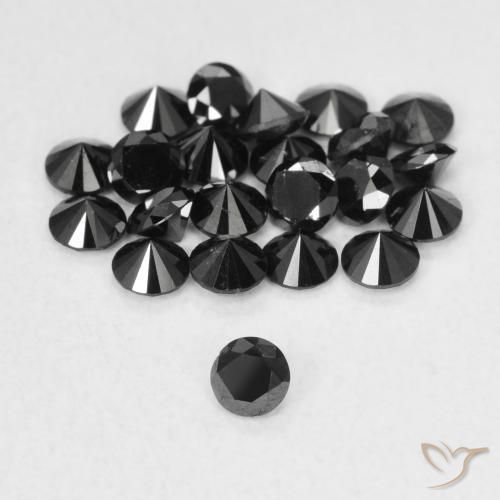 Diamante Nero naturale da 0.07 ct, Rotondo, Opaco