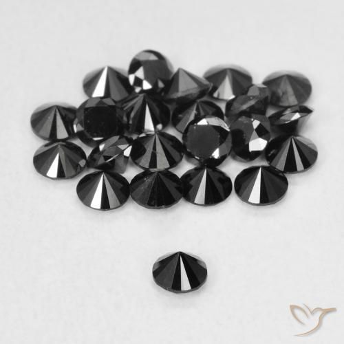 Diamante Nero naturale da 0.07 ct, Rotondo, Opaco