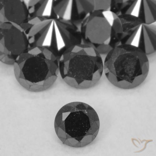 Diamante Nero naturale da 0.06 ct, Rotondo, Opaco