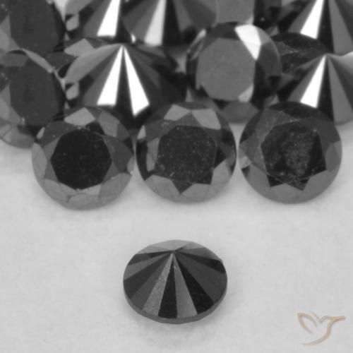 Diamante Nero naturale da 0.06 ct, Rotondo, Opaco