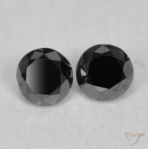 Gemme di Diamante Nero naturale da 0.10 ct, Rotondo, Opaco