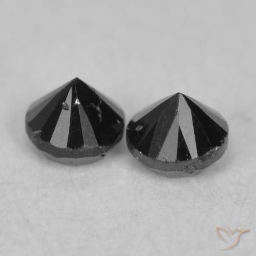 Gemme di Diamante Nero naturale da 0.10 ct, Rotondo, Opaco