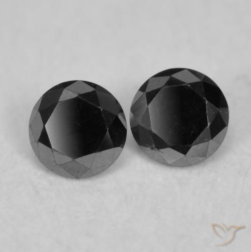 Gemme di Diamante Nero naturale da 0.09 ct, Rotondo, Opaco