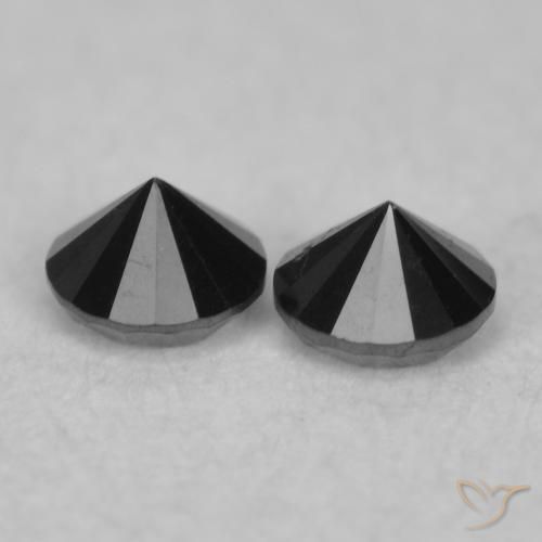 Gemme di Diamante Nero naturale da 0.09 ct, Rotondo, Opaco