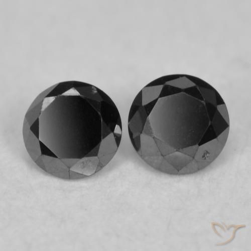 Gemme di Diamante Nero naturale da 0.10 ct, Rotondo, Opaco