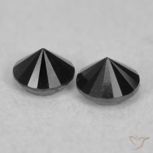 Gemme di Diamante Nero naturale da 0.10 ct, Rotondo, Opaco
