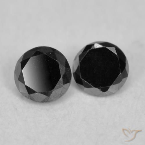 Gemme di Diamante Nero naturale da 0.08 ct, Rotondo, Opaco