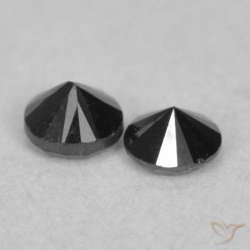 Gemme di Diamante Nero naturale da 0.08 ct, Rotondo, Opaco