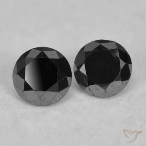 Gemme di Diamante Nero naturale da 0.09 ct, Rotondo, Opaco