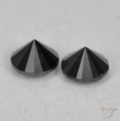 Gemme di Diamante Nero naturale da 0.09 ct, Rotondo, Opaco