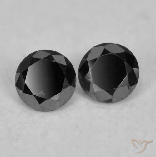 Gemme di Diamante Nero naturale da 0.07 ct, Rotondo, Opaco