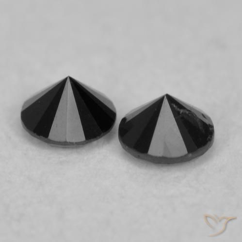 Gemme di Diamante Nero naturale da 0.07 ct, Rotondo, Opaco