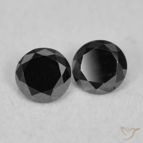 Gemme di Diamante Nero naturale da 0.08 ct, Rotondo, Opaco