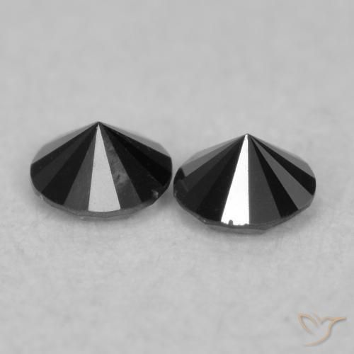 Gemme di Diamante Nero naturale da 0.08 ct, Rotondo, Opaco