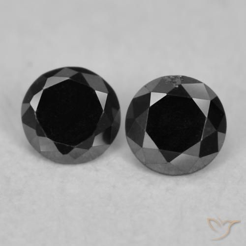 Gemme di Diamante Nero naturale da 0.09 ct, Rotondo, Opaco