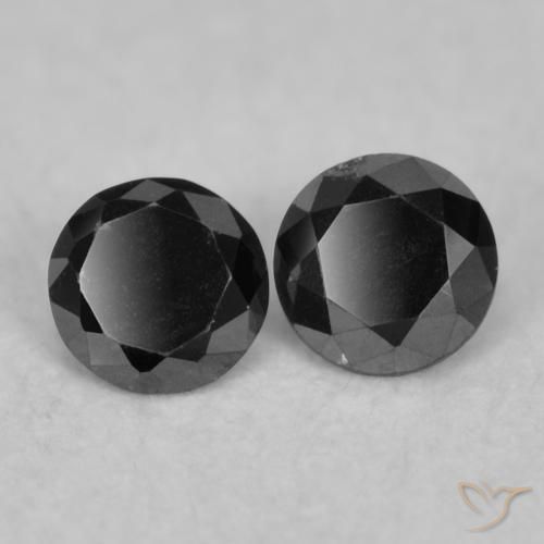 Gemme di Diamante Nero naturale da 0.09 ct, Rotondo, Opaco
