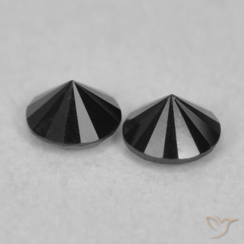 Gemme di Diamante Nero naturale da 0.09 ct, Rotondo, Opaco