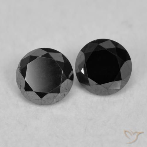 Gemme di Diamante Nero naturale da 0.09 ct, Rotondo, Opaco