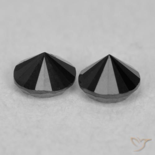 Gemme di Diamante Nero naturale da 0.09 ct, Rotondo, Opaco