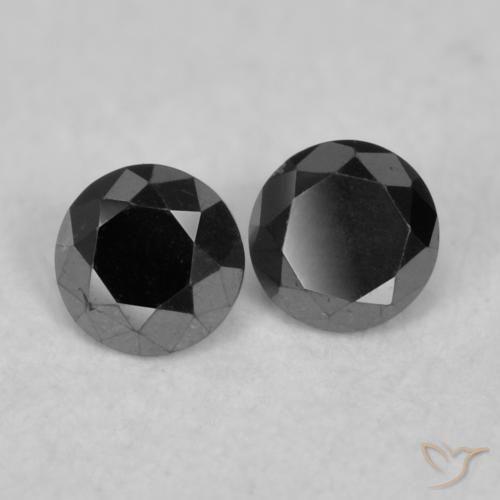 Gemme di Diamante Nero naturale da 0.09 ct, Rotondo, Opaco