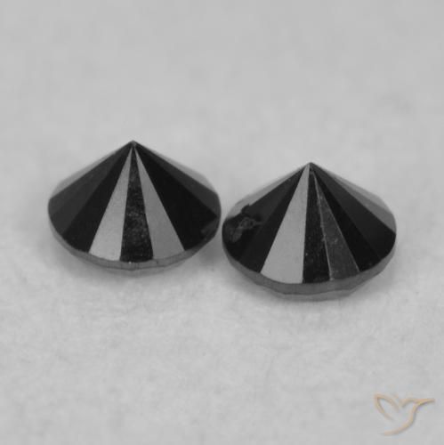 Gemme di Diamante Nero naturale da 0.09 ct, Rotondo, Opaco
