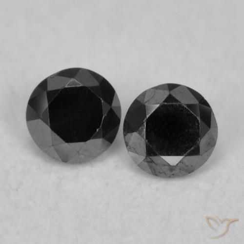 Gemme di Diamante Nero naturale da 0.10 ct, Rotondo, Opaco
