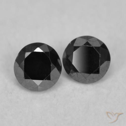 Gemme di Diamante Nero naturale da 0.10 ct, Rotondo, Opaco