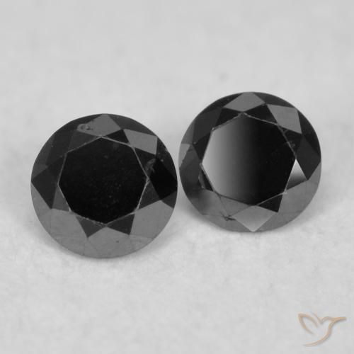 Gemme di Diamante Nero naturale da 0.08 ct, Rotondo, Opaco