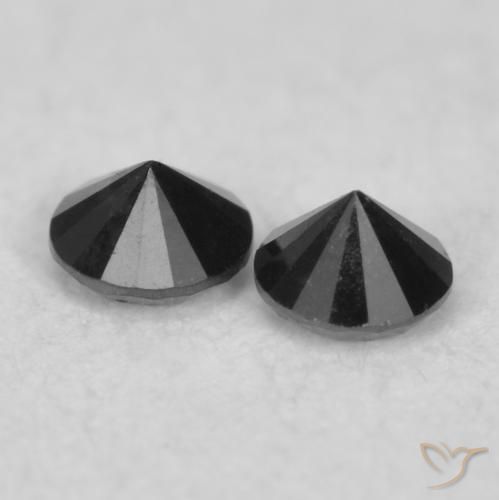 Gemme di Diamante Nero naturale da 0.08 ct, Rotondo, Opaco