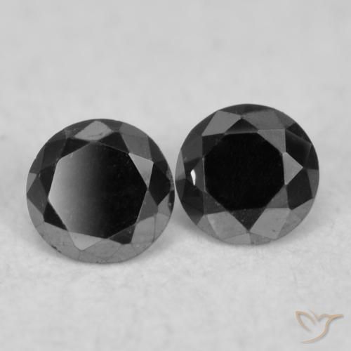 Gemme di Diamante Nero naturale da 0.08 ct, Rotondo, Opaco