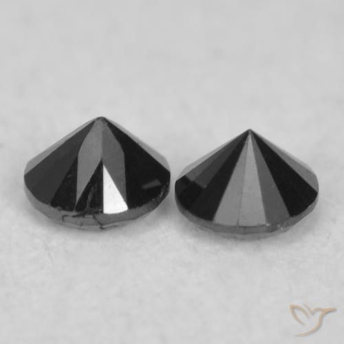 Gemme di Diamante Nero naturale da 0.08 ct, Rotondo, Opaco