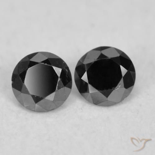 Gemme di Diamante Nero naturale da 0.07 ct, Rotondo, Opaco